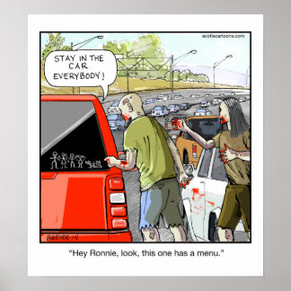 Funny Cartoon Poster- Zombie Minivan Poster