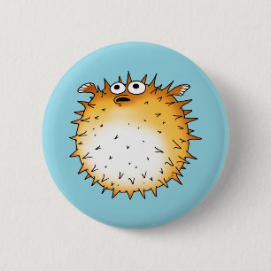 Funny Cartoon Puffer Fish Design 6 Cm Round Badge