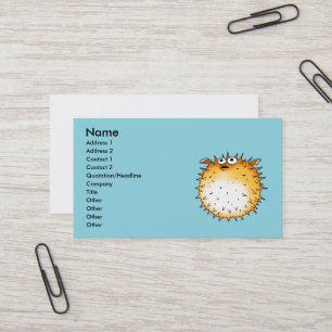 Funny Cartoon Puffer Fish Design Business Card