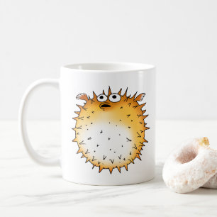 Funny Cartoon Puffer Fish Design   Coffee Mug