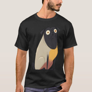 Funny Cartoon Pug with Big Eyes and Colourful Body T-Shirt