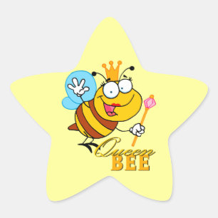funny cartoon queen bee with text star sticker