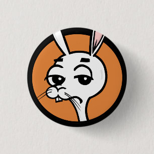 FUNNY CARTOON RABBIT ROUND BUTTON