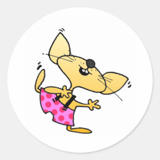 Funny Cartoon Rats Dance Classic Round Sticker
