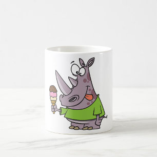 Funny Cartoon Rhino Eating Ice Cream Cute Animal  Coffee Mug