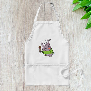 Funny Cartoon Rhino Eating Ice Cream Cute Animal  Standard Apron