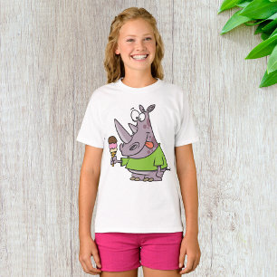 Funny Cartoon Rhino Eating Ice Cream Cute Animal T-Shirt