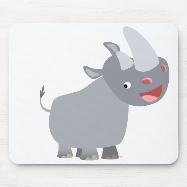 Funny Cartoon Rhino Mousepad (Front)