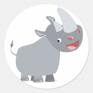 Funny Cartoon Rhino Sticker