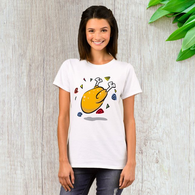 Funny Cartoon Roast Chicken Falling T-Shirt (Creator Uploaded)