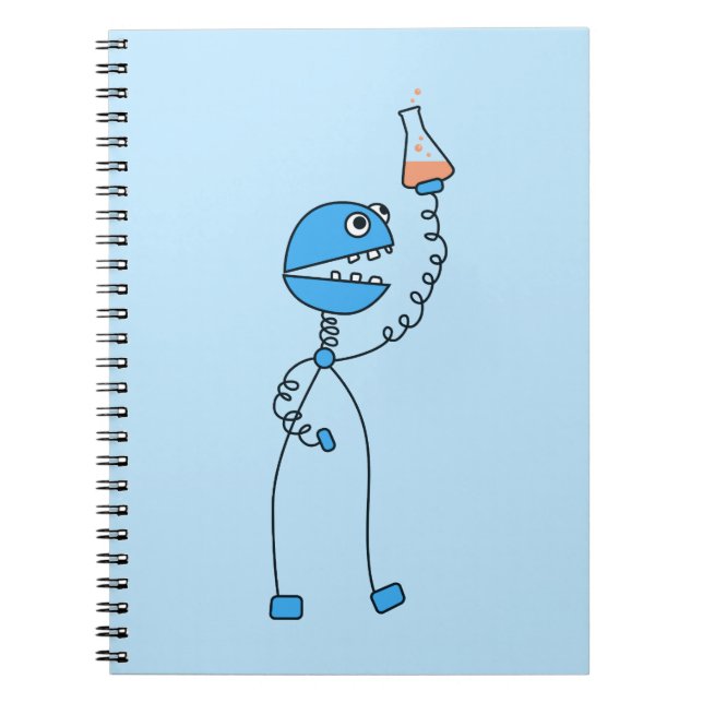 Funny Cartoon Robot Chemistry Geek Notebook (Front)