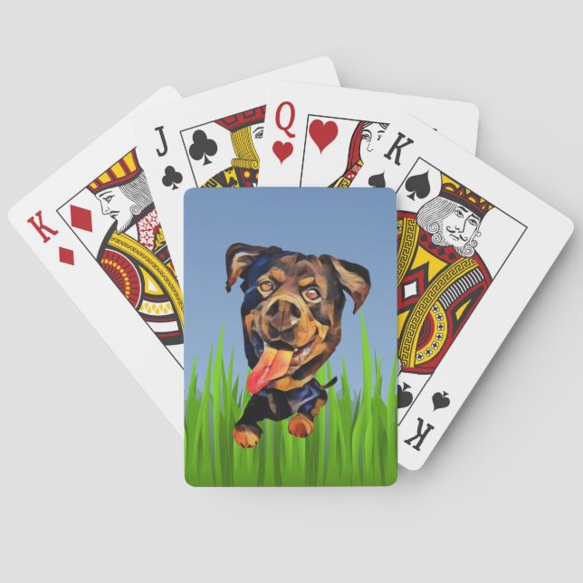 Funny Cartoon Rottweiler Deck of Cards (Back)