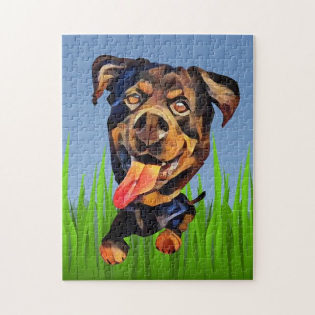 Funny Cartoon Rottweiler Dog 252 Piece Puzzle (Vertical)