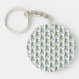 Funny Cartoon Running Figures Key Ring