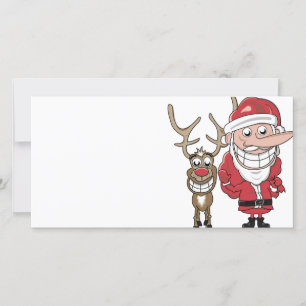 Funny Cartoon Santa and Rudolph Holiday Card