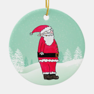 Funny Cartoon Santa Claus Ceramic Tree Decoration