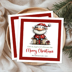 Funny Cartoon Santa Claus Minimal Party Napkins