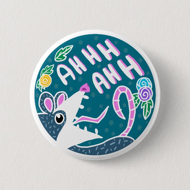 Funny Cartoon Screaming Possum 6 Cm Round Badge (Front)