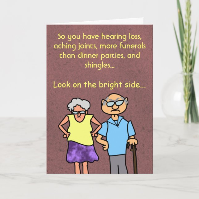 Funny Cartoon Seniors Discount Old Age Birthday Card (Front)