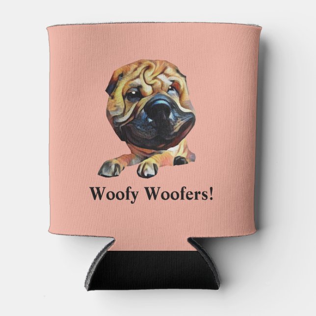 Funny Cartoon Shar Pei Can Cooler (Front)