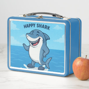 Funny Cartoon Shark in Slippers – Happy Shark Metal Lunch Box