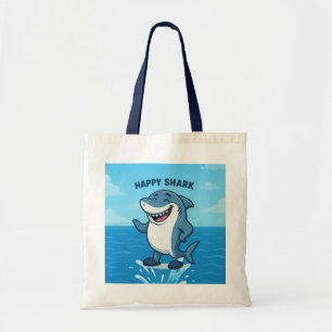 Funny Cartoon Shark in Slippers – Happy Shark  Tote Bag