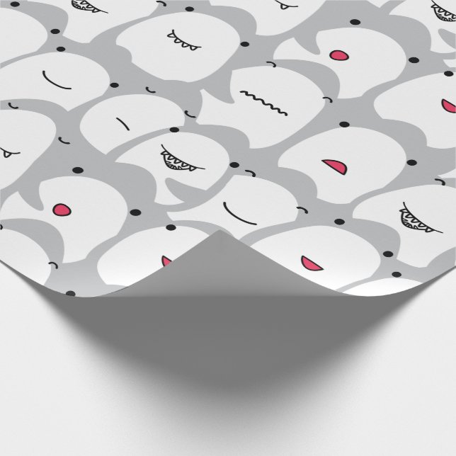 Funny Cartoon Sharks Wrapping Paper (Corner)