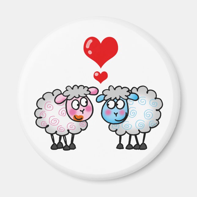 Funny cartoon sheeps, Wedding couple Magnet (Front)