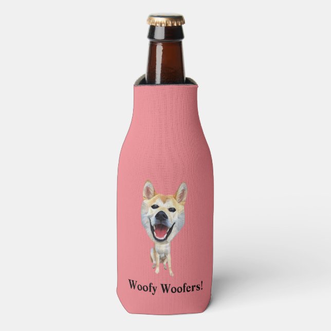 Funny Cartoon Shiba Inu Bottle Cooler (Bottle Front)