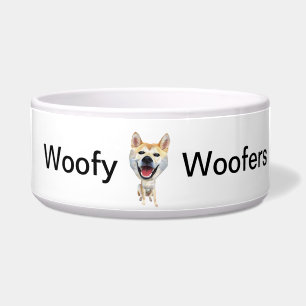 Funny Cartoon Shiba Inu Woofy Woofers Dog Bowl