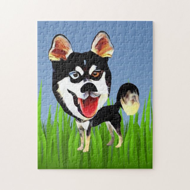 Funny Cartoon Siberian Husky 252 Piece Puzzle (Vertical)