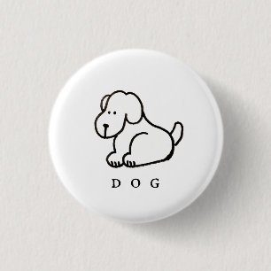 Funny Cartoon Sitting Dog 3 Cm Round Badge