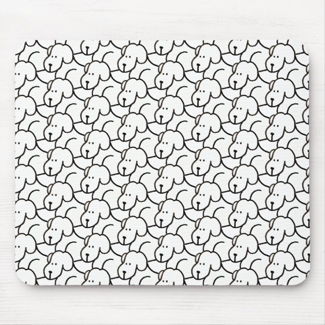 Funny Cartoon Sitting Dogs Computer Mouse Mat (Front)