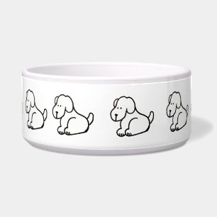 Funny Cartoon Sitting Dogs Pet Bowl