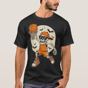 Funny Cartoon Skeleton Basketball Halloween Player T-Shirt