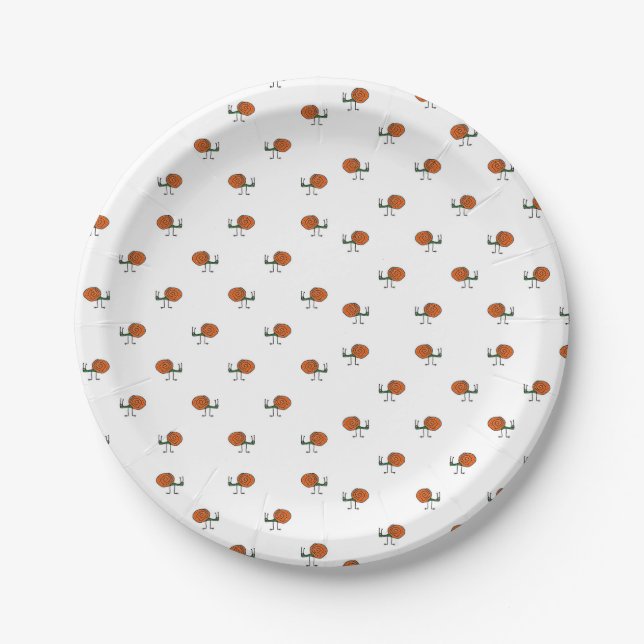 Funny Cartoon Sketchy Snail Drawing Pattern Paper Plate (Front)