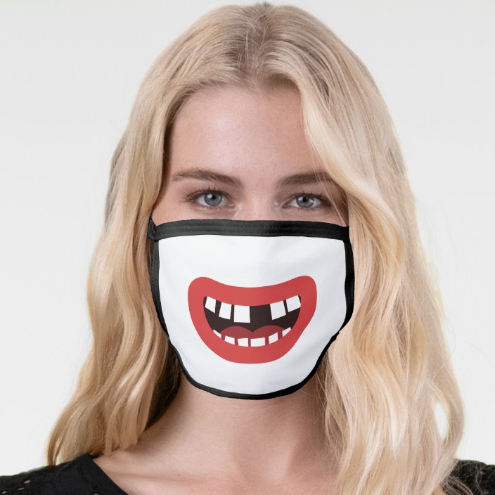 Funny Cartoon Smiling Laughing Mouth Missing Tooth Face Mask | Zazzle.co.uk