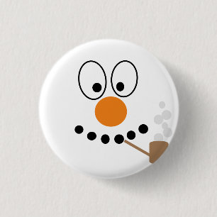 Funny Cartoon Snowman Face Christmas 3 Cm Round Badge
