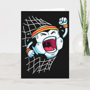 Funny Cartoon Soccer Ball Breaking Net Scoring Goa Card