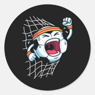 Funny Cartoon Soccer Ll Breaking Net Scoring Goal Classic Round Sticker