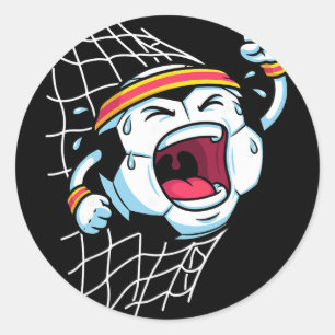 Funny Cartoon Soccer Ll Breaking Net Scoring Goal Classic Round Sticker