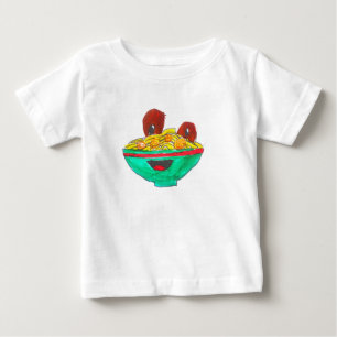 Funny cartoon spaghetti meatballs art baby T-Shirt