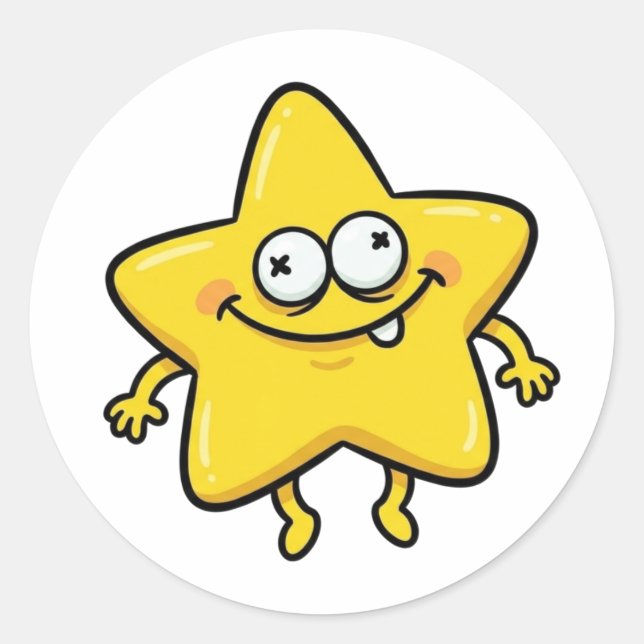 Funny Cartoon Star Character Sticker (Front)