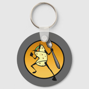 FUNNY CARTOON STYLE BURRITO ROUND KEY CHAIN