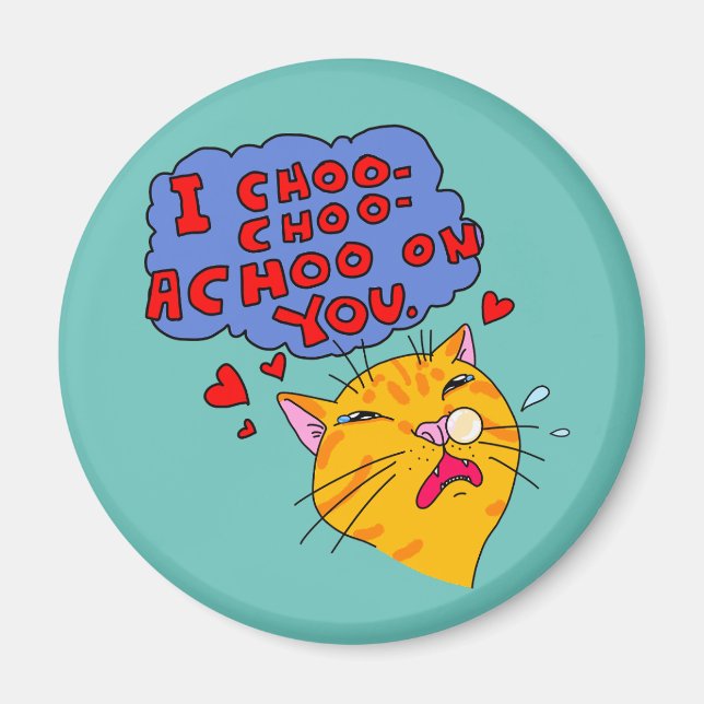 Funny Cartoon Style Orange Cat Love Magnet (Front)