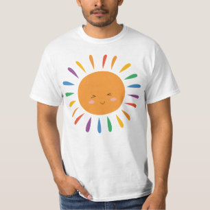 Funny Cartoon Sun LGBT T-Shirt – Cheerful Rainbow 