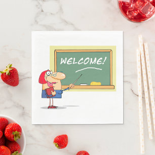 Funny Cartoon Teacher Welcome Back to School Napkin