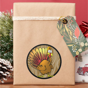 Funny Cartoon Thanksgiving Turkey Classic Round Sticker