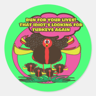 Funny cartoon thanksgiving turkey stickers - cute