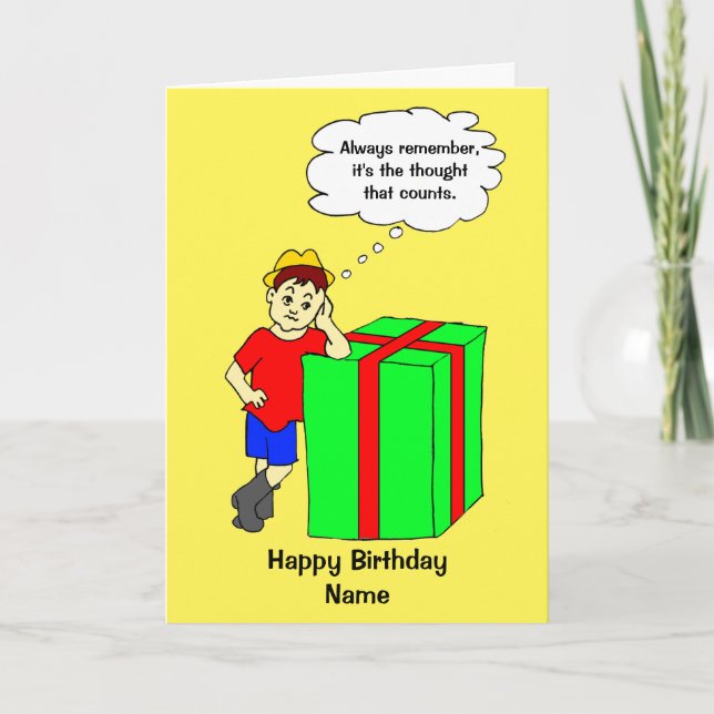 Funny Cartoon Thought That Counts Birthday Card (Front)